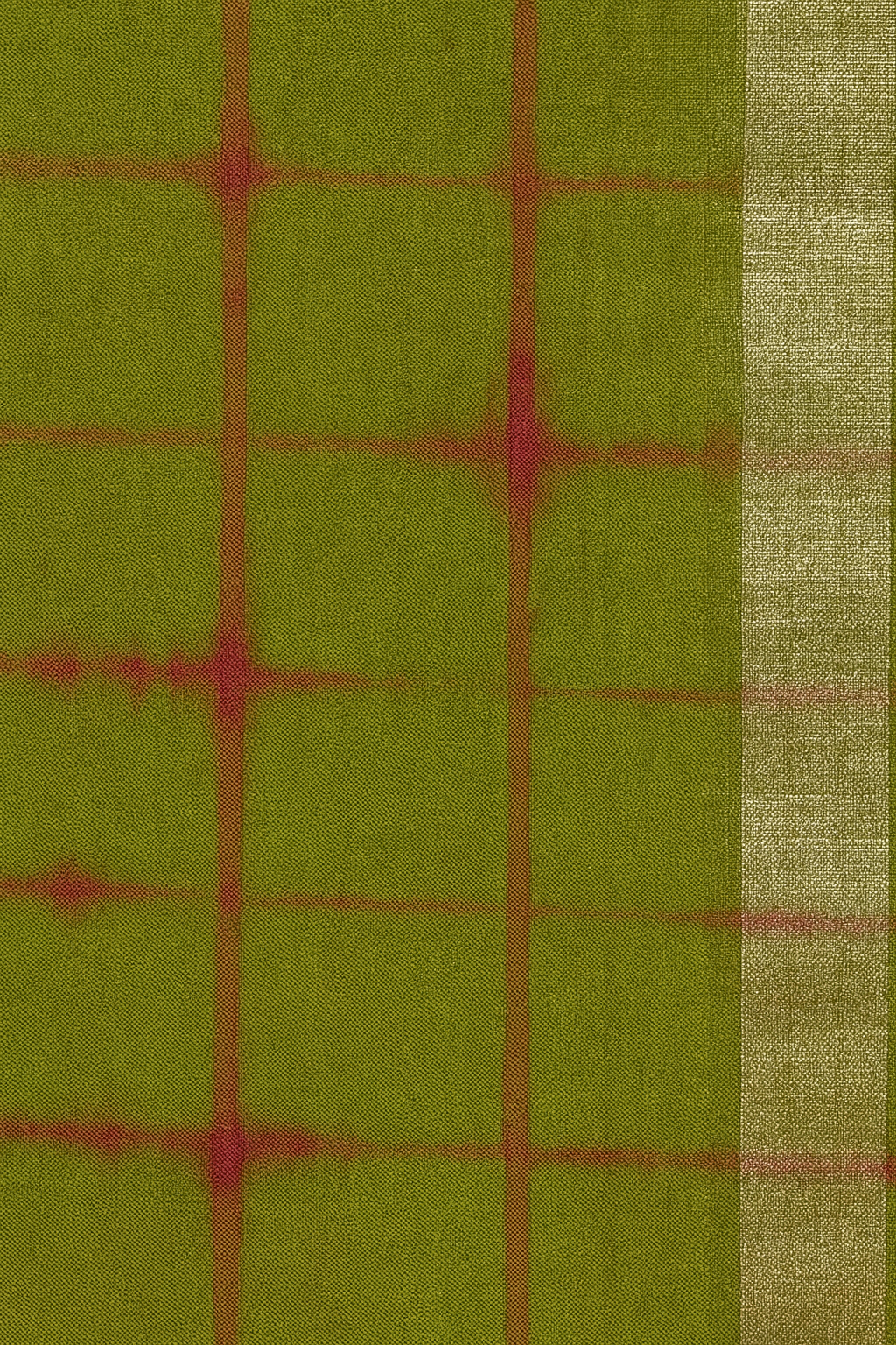 Elegant Green Linen Saree with Subtle Striped Design