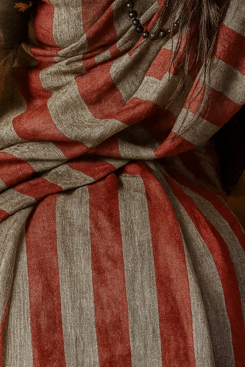 Linen Striped Saree – Red & Grey | Sustainable Everyday Elegance