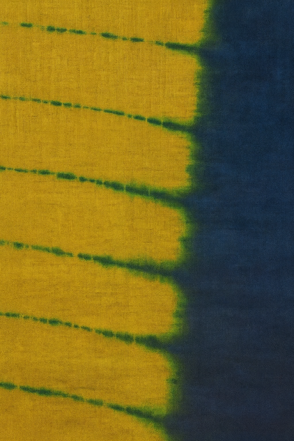 Blue & Yellow Linen Cotton Tie-Dye Saree with Silver Border