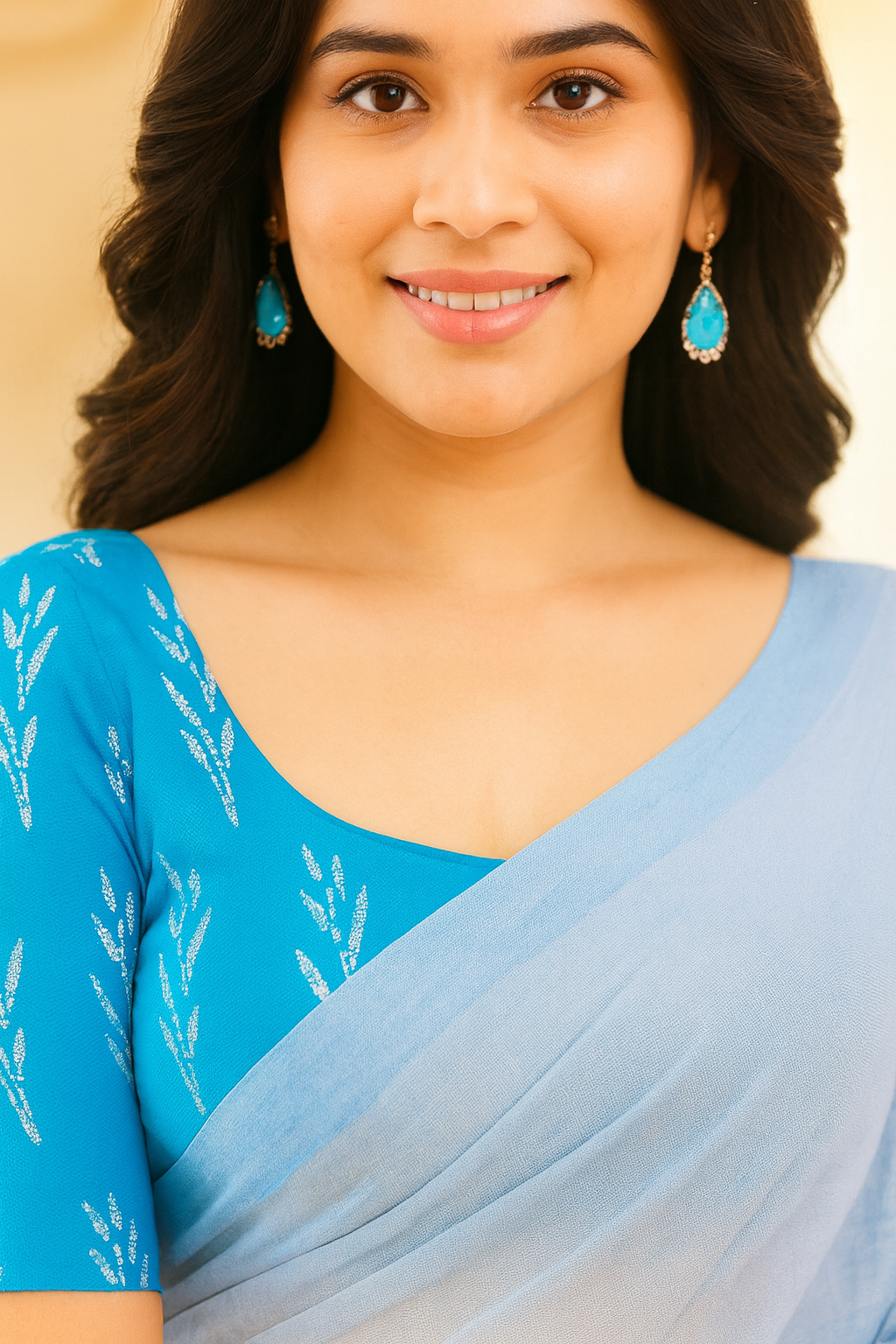 Sky Blue Soft Cotton Saree with Matching Borde